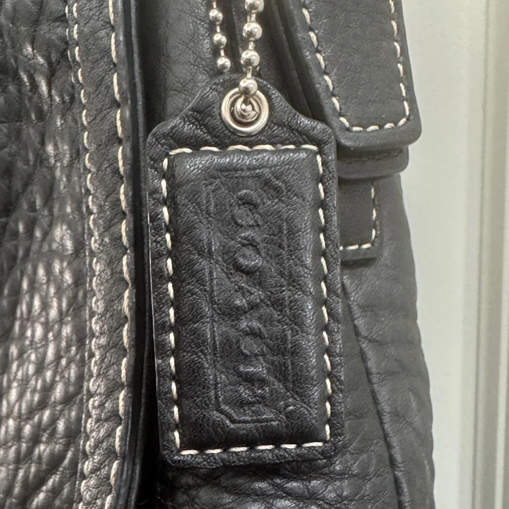 Coach Black Pebble Leather Shoulder Bag